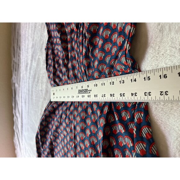 Mata Traders Womens Blue & Red Fan Print Cap Sleeve Fit & Flare Dress Small - Picture 7 of 13